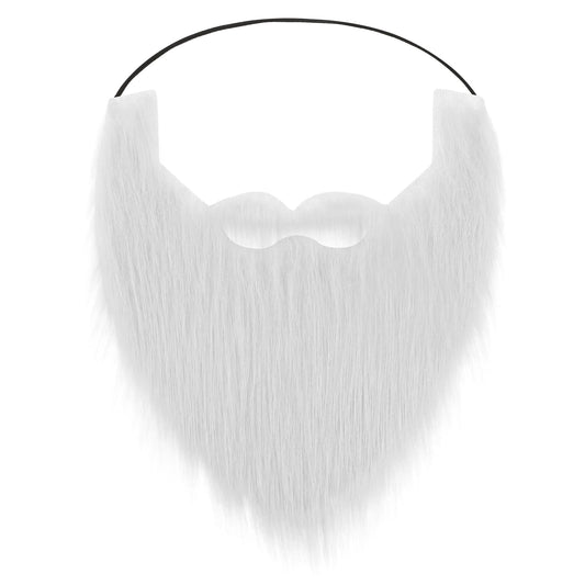Fake Moustache White Fake Beard Realistic Fake Mustache Craft Party Realistic Novelty Moustaches Prop Facial Hair Costume Accessories with Adjustable Elastic Rope for Cosplay Halloween White
