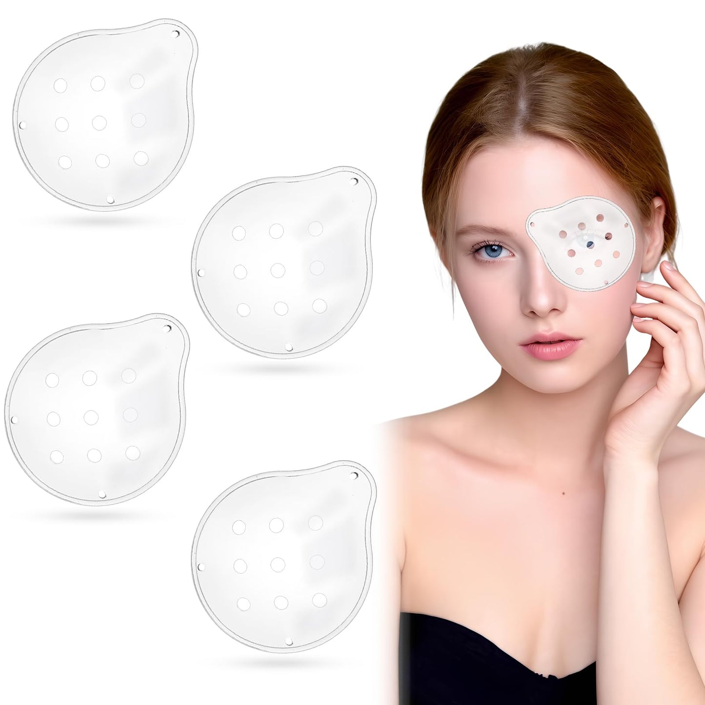 9-Hole Plastic Eye Patch, 2 Pcs Clear Eye Patches Breathable Ventilated Eye Covering After Surgerys Eye Protection for Cataract Recovery Cover