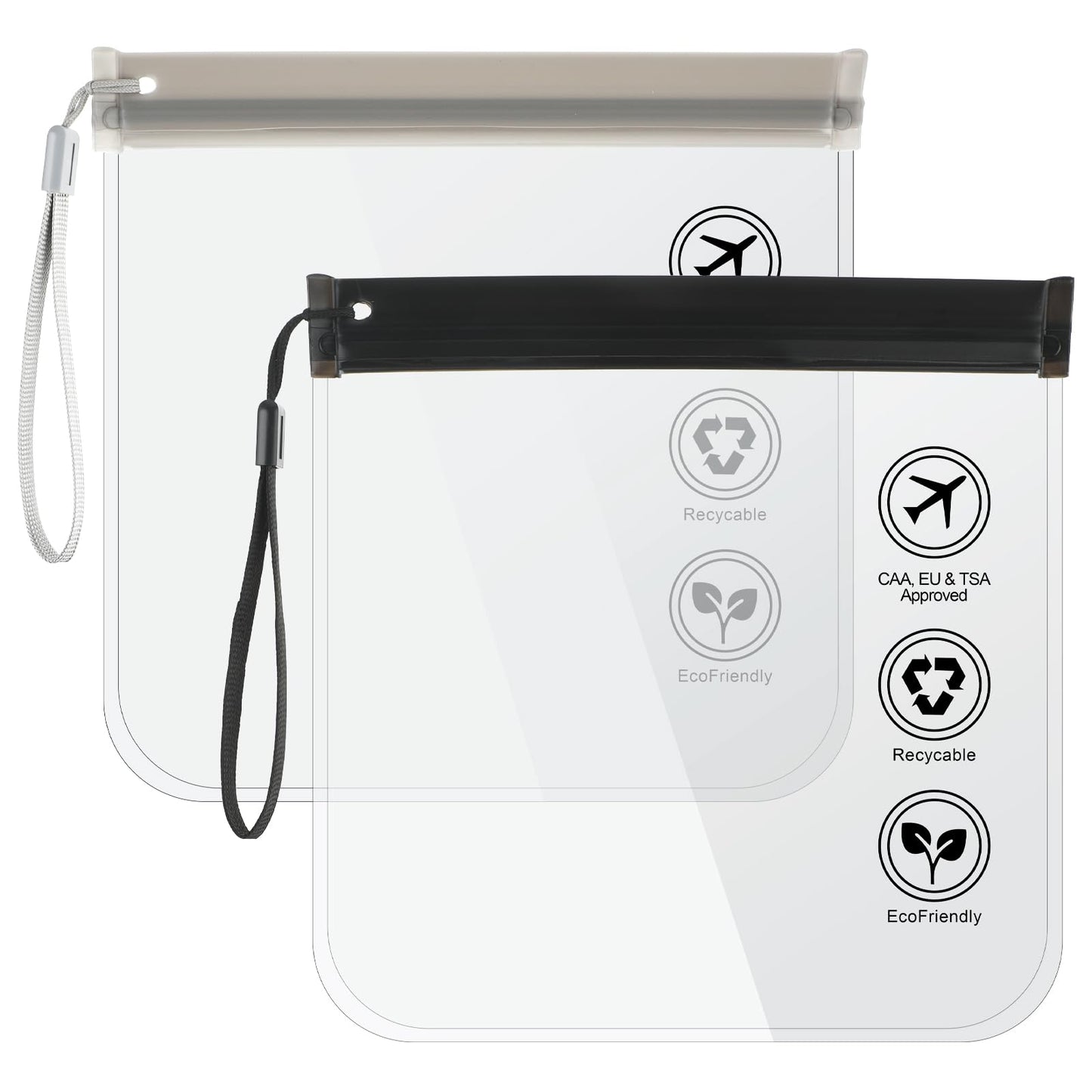 Lusofie 2 Pcs Clear Airport Security Liquids Bags, Waterproof Clear Travel Toiletries Bag Airport Liquid Bag 20 x 20cm Travel Essentials for Women Men