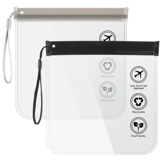 Lusofie 2 Pcs Clear Airport Security Liquids Bags, Waterproof Clear Travel Toiletries Bag Airport Liquid Bag 20 x 20cm Travel Essentials for Women Men