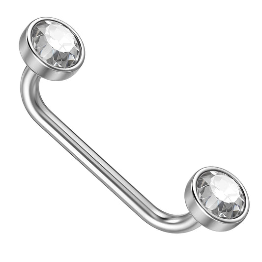 Fosaseua 14G Titanium Surface Piercing Jewelry Double Crystal Barbell