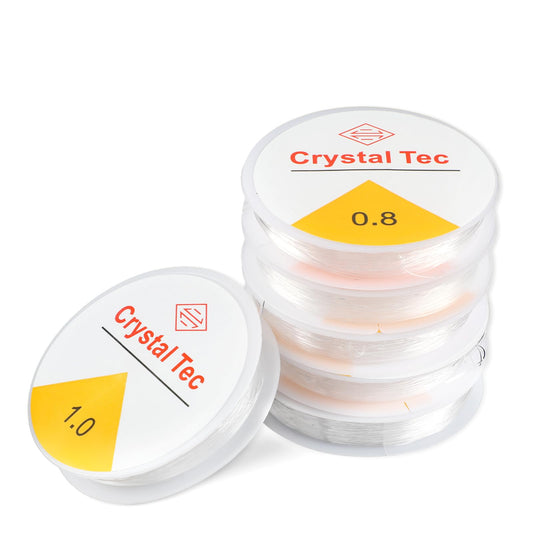 Stretchy String for Bracelets, 6 Rolls Bracelet Elastic String 0.4mm, 0.5mm, 0.6mm, 0.7mm, 0.8mm, 1mm Beading Cord Clear Elastic String for Jewelry Bracelet Necklace Making