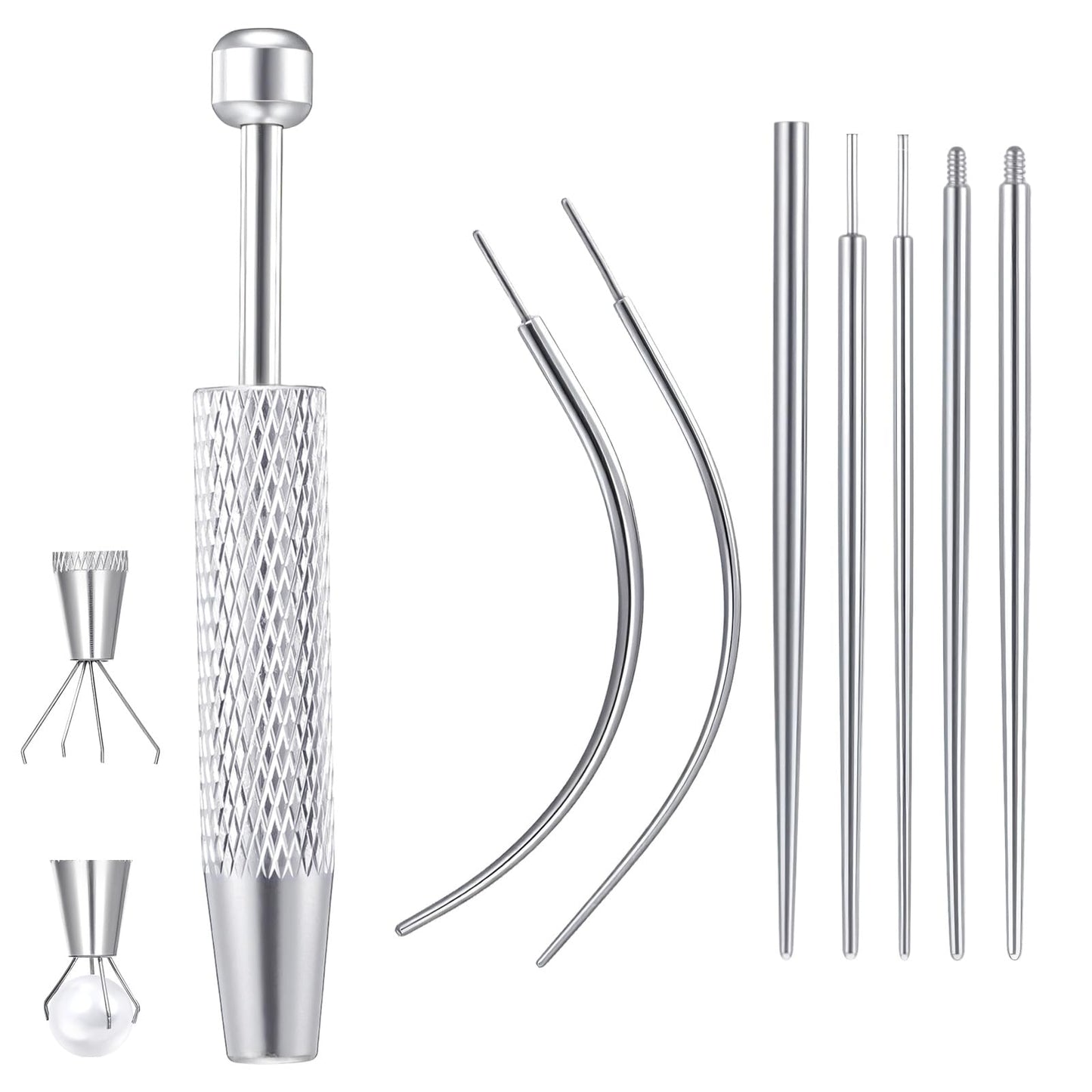 Fiyooau Piercing Tools for Changing Jewelry - Piercing Ball Grabber Tool and 16G 18G Piercing Taper Flat Back Earring Insertion Tool Body Piercing Kit for Ear/Nose/Navel/Nipple/Lip/Eyebrow/Tongue