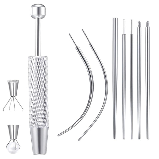 Fiyooau Piercing Tools for Changing Jewelry - Piercing Ball Grabber Tool and 16G 18G Piercing Taper Flat Back Earring Insertion Tool Body Piercing Kit for Ear/Nose/Navel/Nipple/Lip/Eyebrow/Tongue
