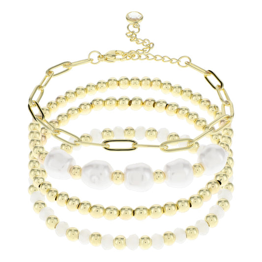 Telooco Gold Bracelet Stacked Dainty Chain Link Bracelet Set for Women Adjustable Layered Paperclip Bracelets for Girls