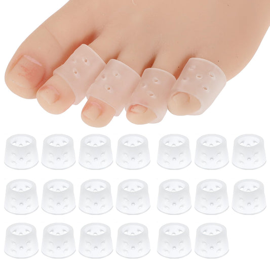 10Pairs Silicone Toe Sleeves Protectors Breathable Toe Covers Caps Pinky Toes Protector Soft Toes Tubes Pads Corn Cushions for Women Men Pain Relief, Calluses, Blisters, Bunion, Hammertoe