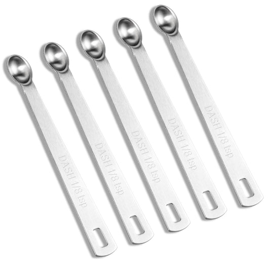 lusofie 5 Pcs 1/8 Teaspoon Measuring Spoons Mini Spoons Stainless Steel Measuring Spoons for Kitchen Cooking Spoon Coffee Spoon (Silver)