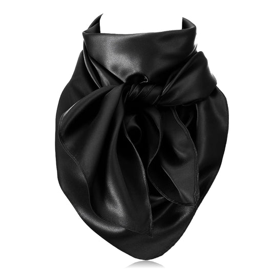 HekouJiub Wild Rag 35.43inch Black Wild Rags Polyester Western Scarf Extra Large Silky Smooth Durable Cowboy Scarf for Both Men And Women, Stylish and Versatile