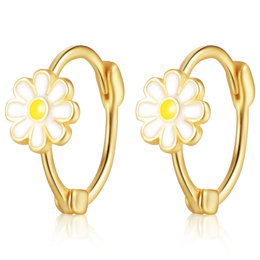 1 Pair Daisy Earrings Hoop Flower Earrings Pretty Flora Hoop Huggie Earring Cartilage Helix Earrings for Women