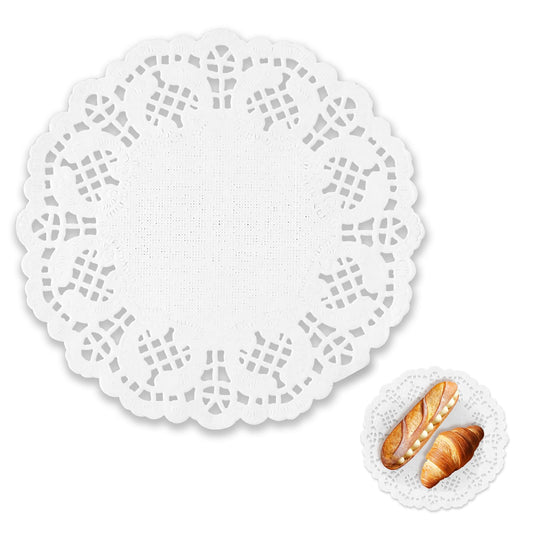 Telooco 150pcs Paper Doilies White Lace Doilies Doilies Lace Paper Disposable Round Paper Doilies Suitable For Buffet Cake Fried Food Party Wedding Tableware Decoration (16cm)