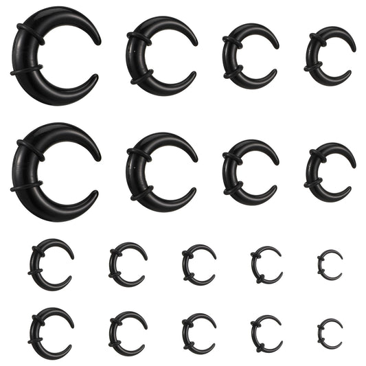 HaiFafafaing 18 Pcs Acrylic Septum Rings, C Shape Pincher Tapers Septum Ring, Ear Taper Kit Stretching Expander Rings For Nose Ear Gauges Size 14G 12G 10G 8G 6G 4G 2G 0G 00G