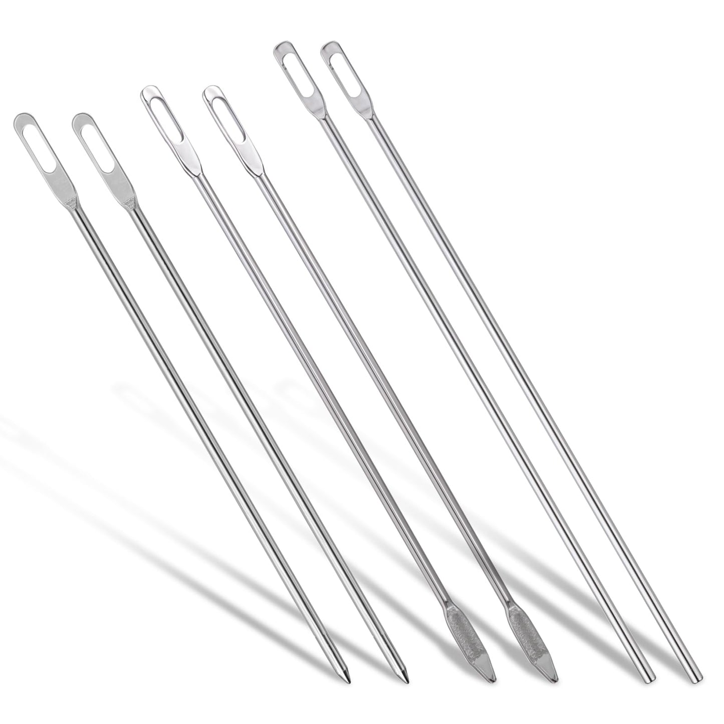 6 Pcs Steel Drawstring Threader Silver Hoodie String Threader 3 Styles Straight Head Tilted Head Pointed Head Draw String Threader Puller Tool Simple Needle Threader Drawstring Replacement Tool