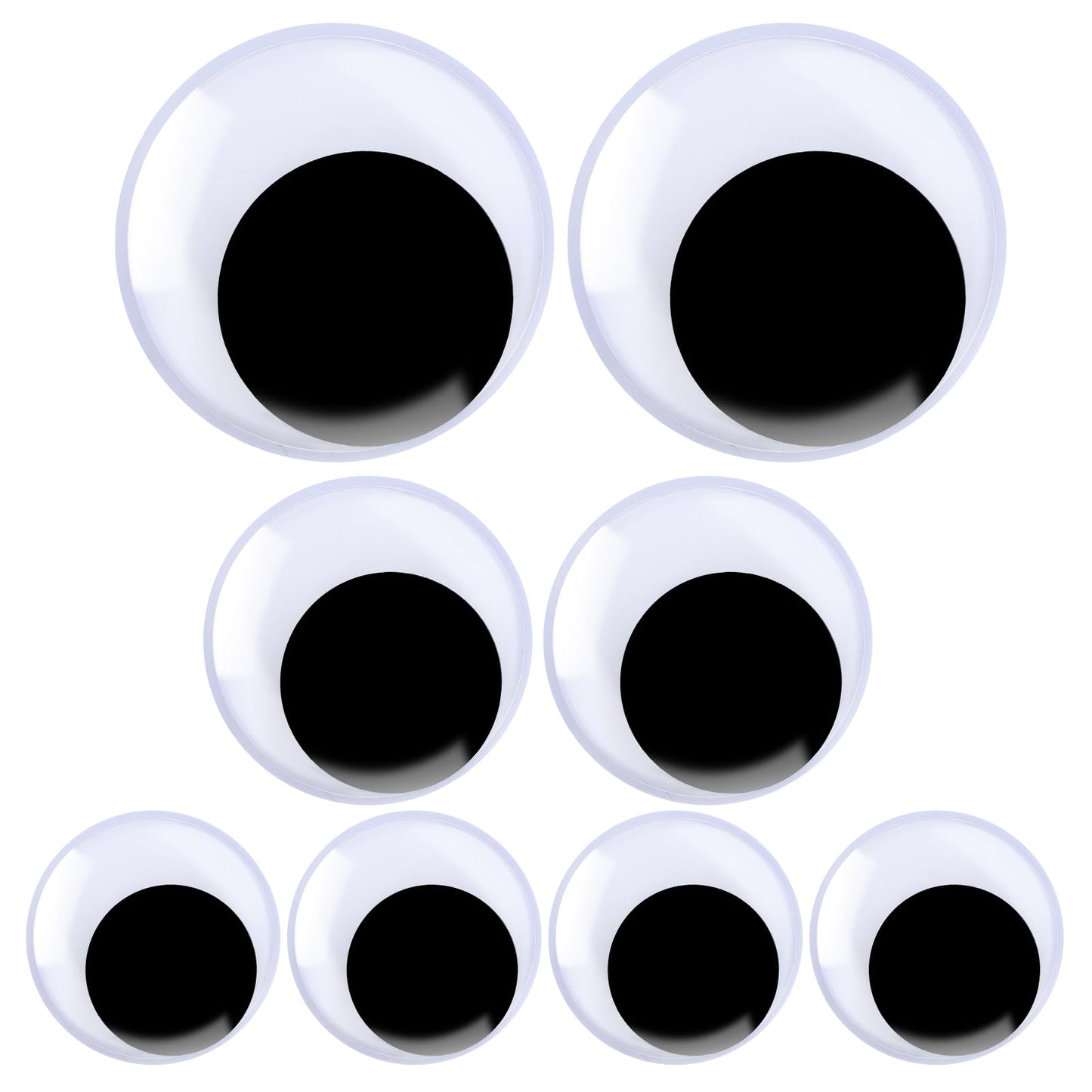 8 pcs Wiggle Googly Eyes Large Self Adhesive Googly Eyes for Crafts Black and White Plastic Giant Wiggle Googly Eyes Stickers 3.15 Inch 3.94 Inch 1.97 Inch
