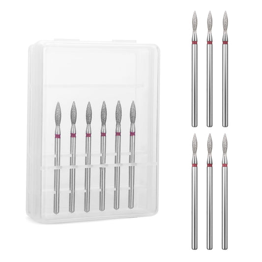 Lusofie 6Pcs Flame Nail Bits Set, Cuticle Drill Bit 3/32 Diamond Carbide Cuticle Remover Drill Bits for Nails Professional Cuticle Clean Nail Drill Bit Remove Cuticle Dead Skin Cleaner Tool