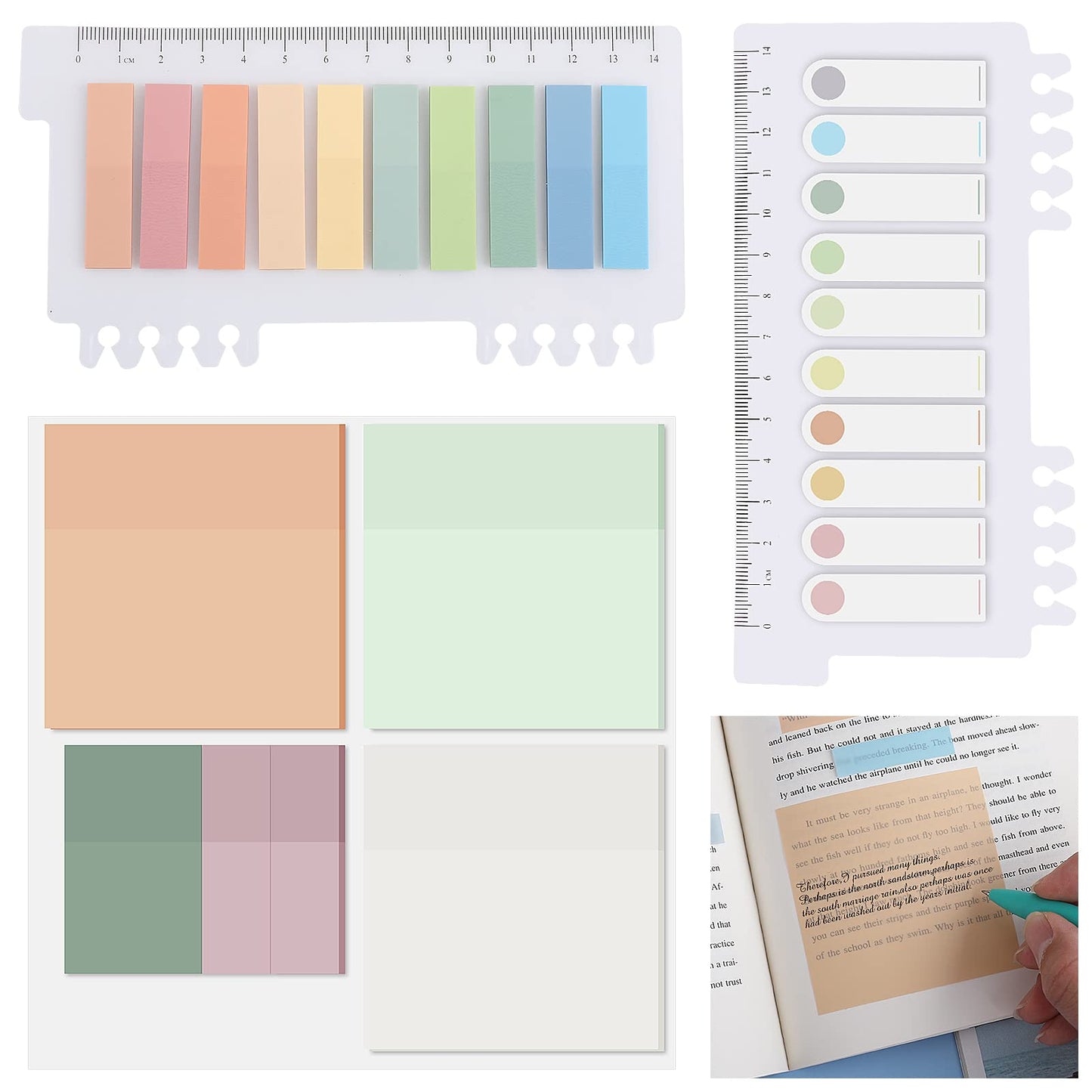 700 Sheets Transparent Sticky Notes Self-Stick Sticky Tabs Sticky Note Tabs Index Tabs Easy to Post for Home, Office, Notebook