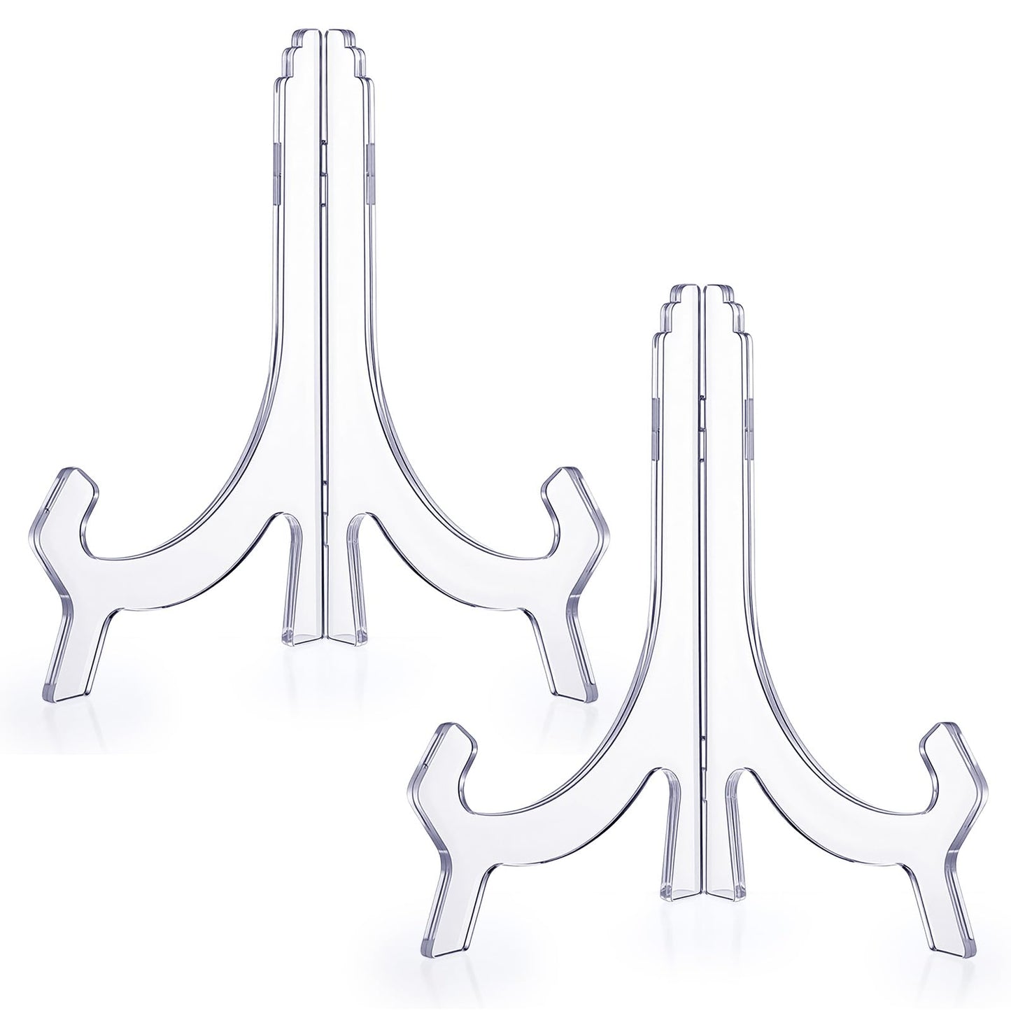 HaiFafafaing 2pcs 6.3" Acrylic Plate Stands,Clear Decorative Plate Holder,Folding Easel For Card, Frame, Picture, Magazine, Book, Cd,Tables Decoration