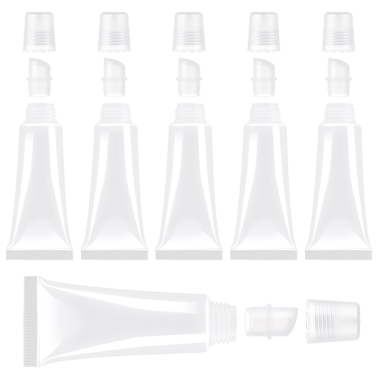 6 Pcs Clear Empty Lip Gloss Tubes 8 ml Refillable Lip Balm Containers, Travel-Size Toothpaste Tubes, Mini Soft Makeup Containers for DIY Cosmetics, Women’s Portable Cosmetic Sub-Tubes