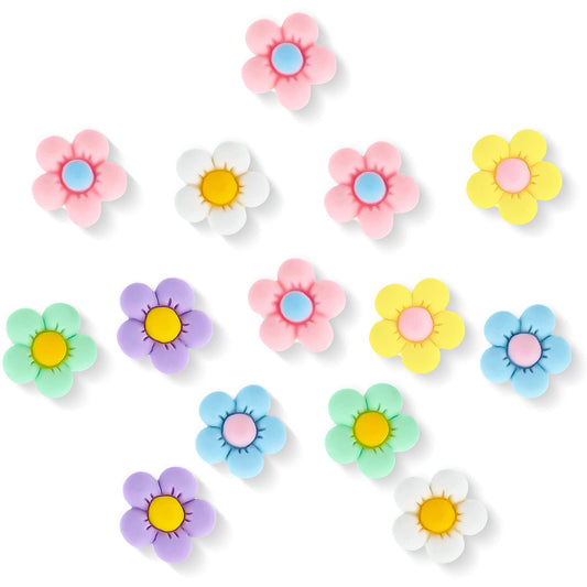 Lusofie 14PCS Shoe Charms for Clog Multicolor Cute Flower Designer Shoe Pins Charms Bracelet Wristband For Girls Beach Bags Buttons for Clog Sandals Birthday Party Gift
