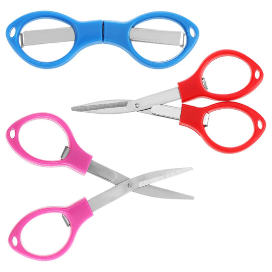 Yolev 3pcs Folding Scissors, Portable Mini Travel Trip Scissors, Safety Foldable Small Scissors Cover Straight Tip Sewing Small Scissors for Adults Special Needs, Paper Cutting Sewing Work Art Craft