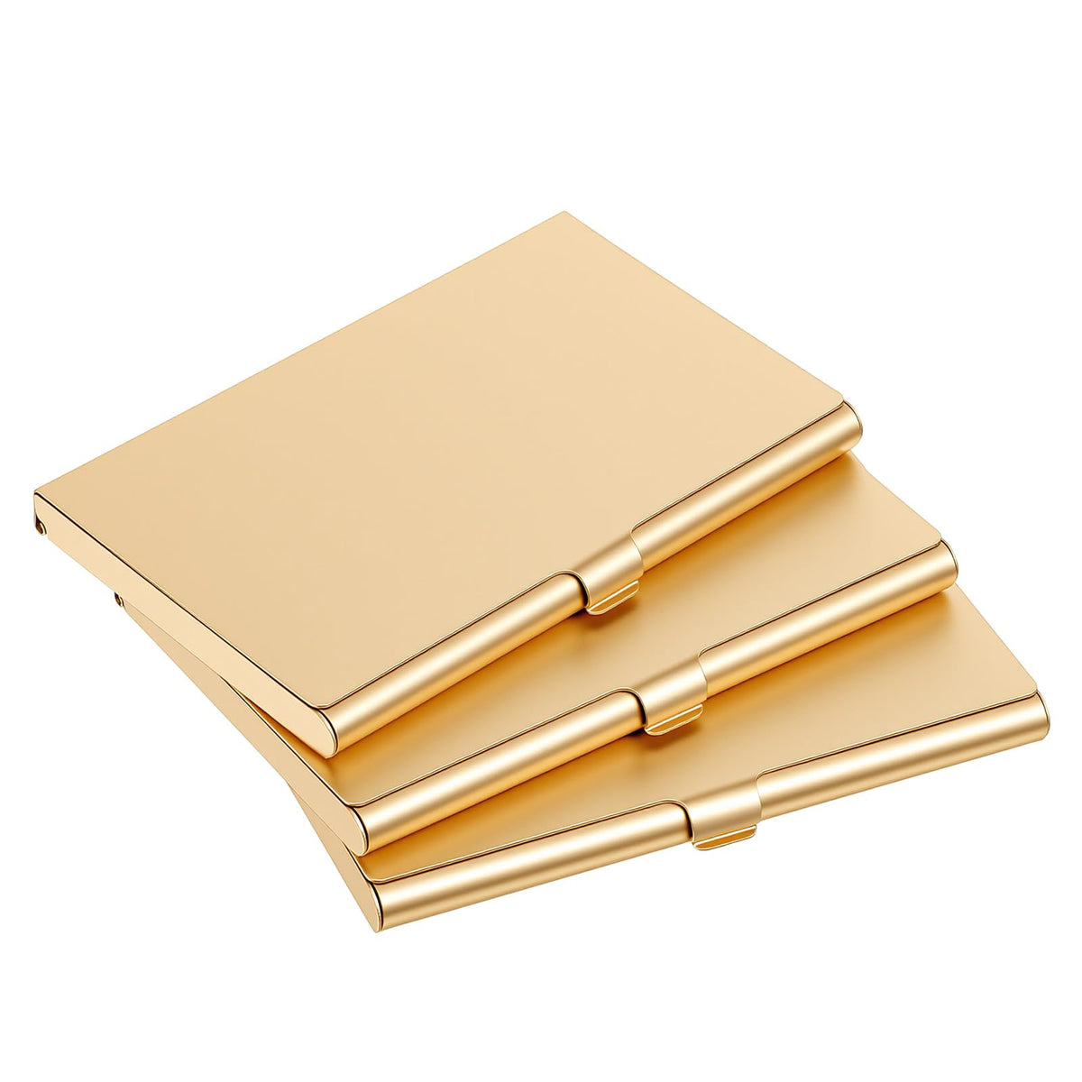 HaiFafafaing 3 Pcs Metal Business Card Holder - Slim Pocket Business Card Holder - Flip Cover Professional Name Cards Wallet(Gold)