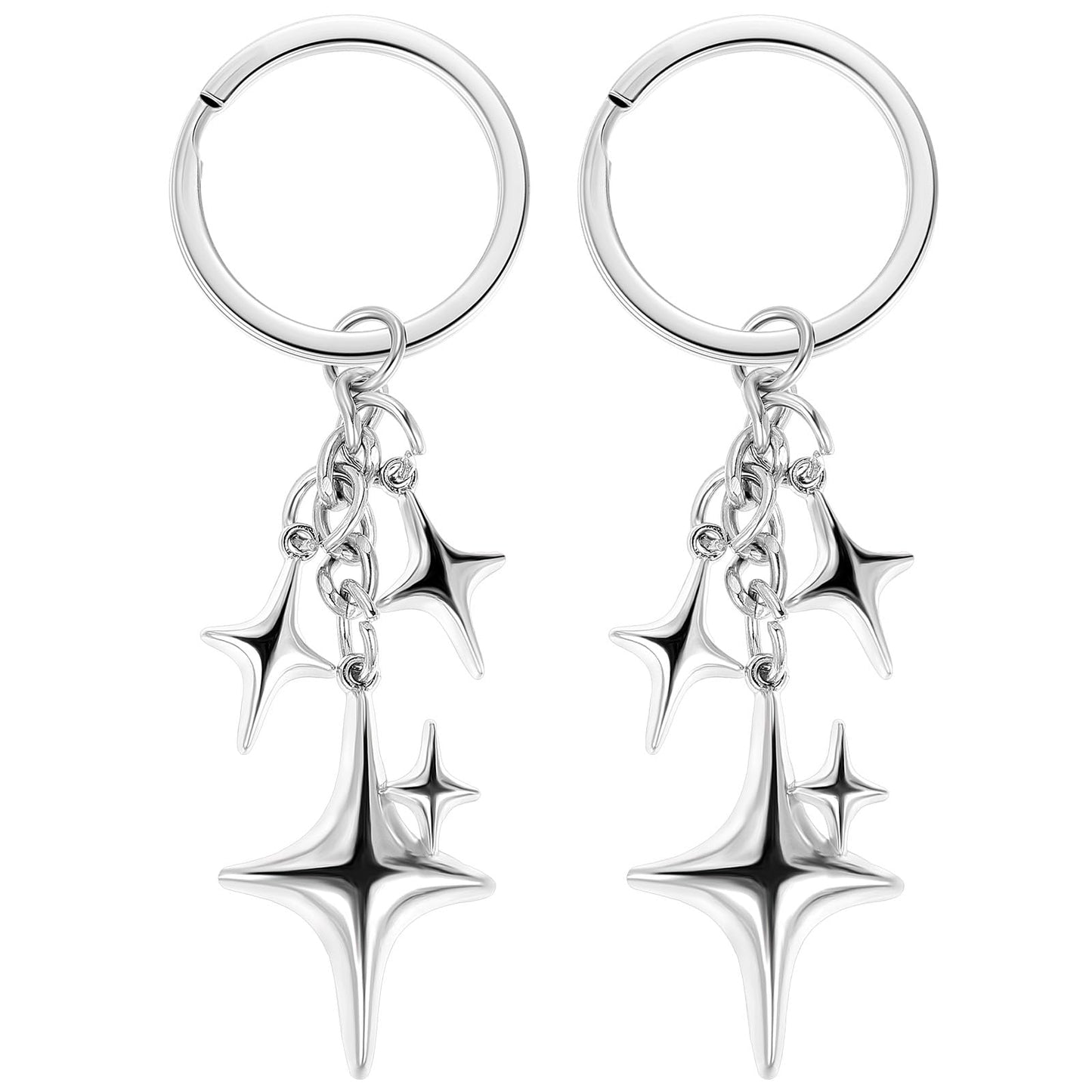 Lusofie 2 Pcs Star Keychain Cute Keychain Stainless Steel Aesthetic Keychain Y2k Keychain Key Chain Charms for Purse Handbag Backpack