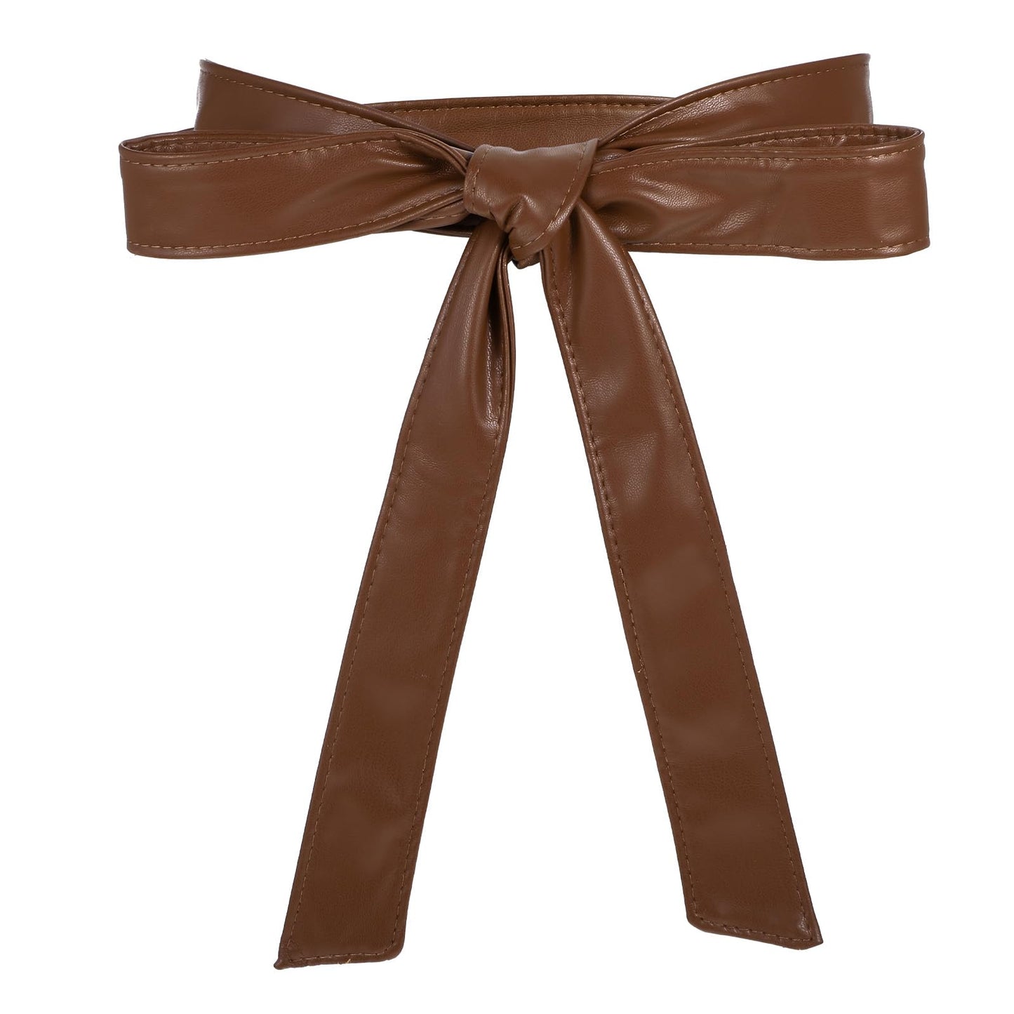 HaiFafafaing Leather Obi Belt Pu Leather Wrap Belt, Black Thin Belts for Women, Fashion Wrap Self Tie Wrap Around 1.85In Wide Dress Belt Black Tie For Women Waistband Knotted Belt For Dress(Coffee)