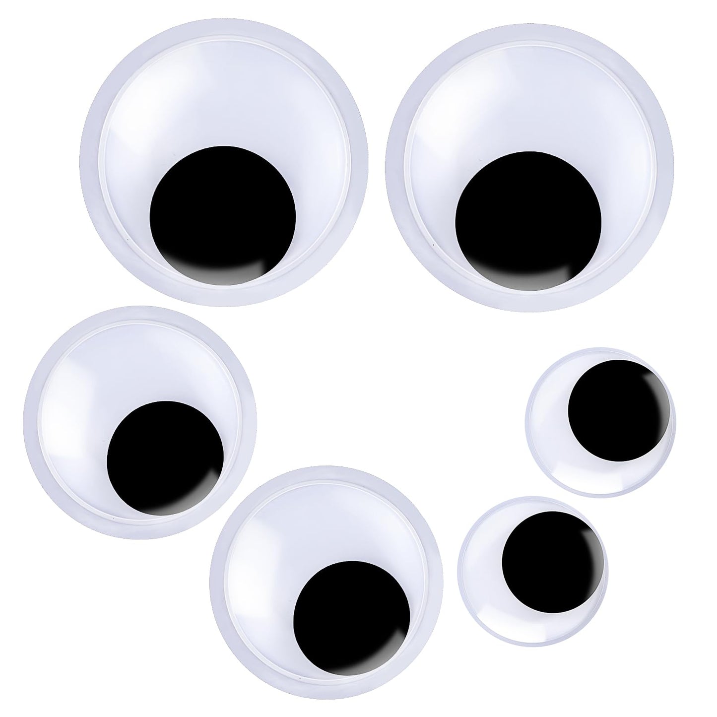 6 Pcs Large Googly Eyes Self Adhesive 3 Size Big Googly Eyes for Crafts Wiggle Eyes Plastic Googly Eyes Stickers Black White Giant Googly Eyes for DIY Halloween Christmas Decoration (2,3,4 Inches)