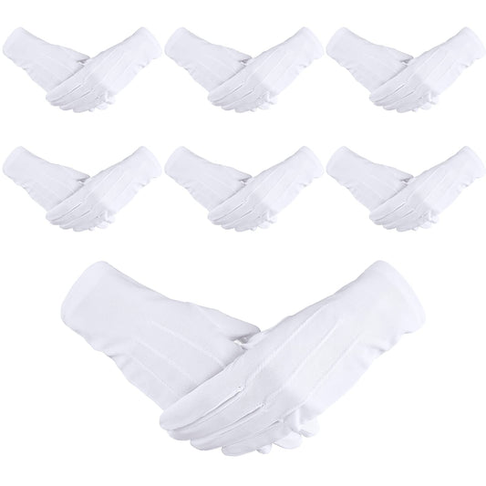 Yolev 6 Pairs White Gloves Men Uniform Gloves Parade Costume Gloves Dress Gloves Formal Tuxedo for Police Formal Tuxedo Honor Guard Parade Costume