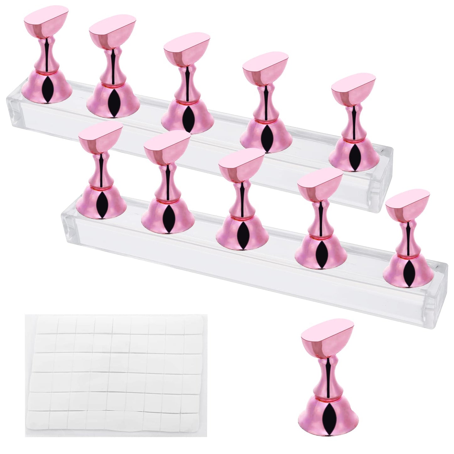 Lusofie 2 Set Nail Stand For Press On, Nail Holder For Painting Nails Nail Display Practice Stands With Magnetic Base With Reusable Adhesive Putty Clay for Salon and Home DIY