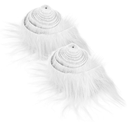 Lusofie 2Pcs Shaggy Plush Faux Fur Fabric Precut Strips 2x60inch Fur Fluffy Fuzzy Craft Fur for Gnomes Beard Santa Claus Hair Dwarf Cosplay Costume DIY Craft Decoration (White&White)