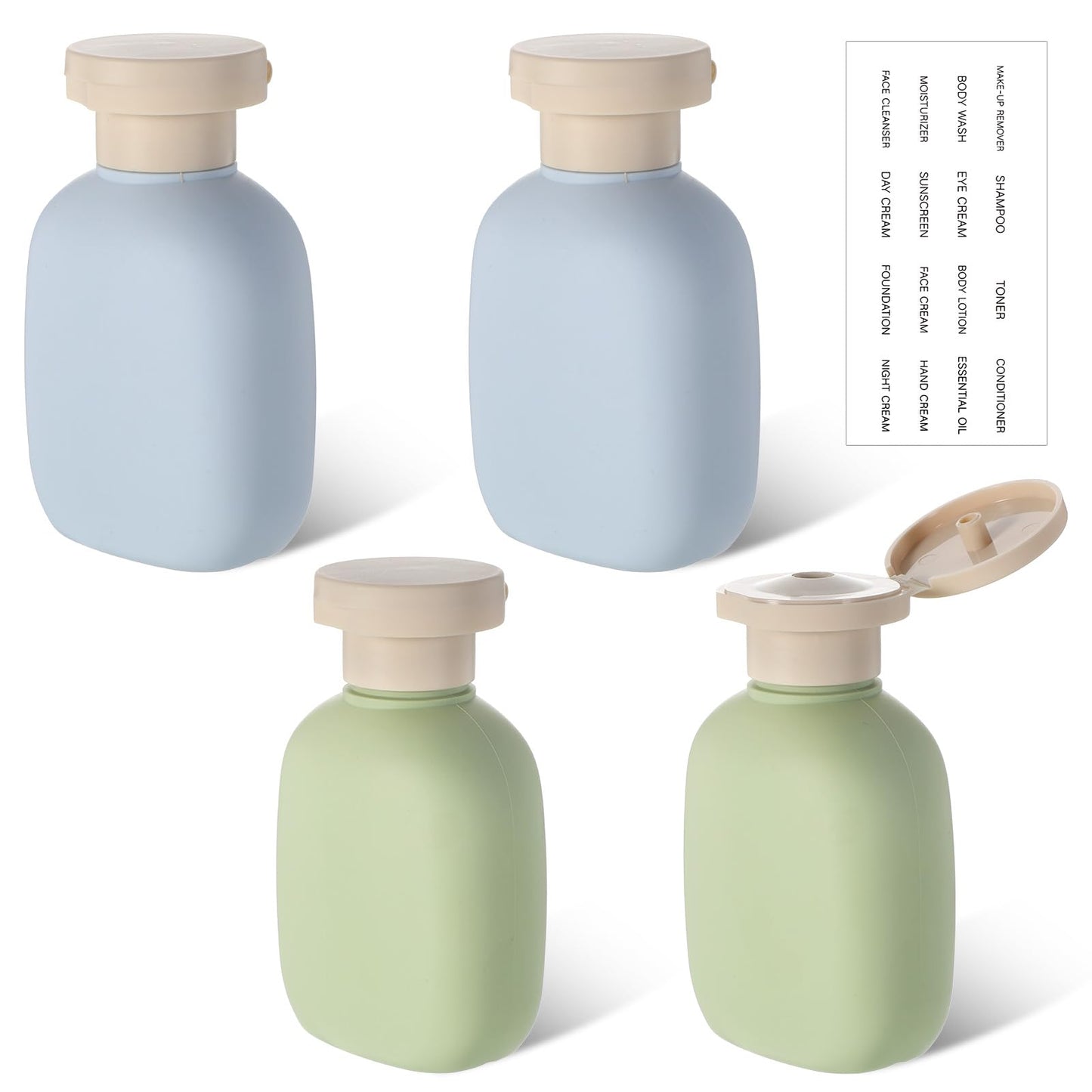 4 Travel Squeeze Bottles with Flip Cap 3.4 oz Leak Proof Empty Bottles