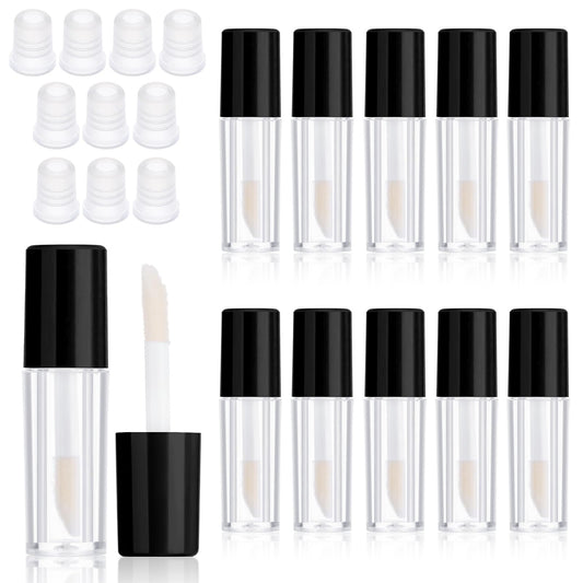 Meyeyaia 10PCS Mini Lip Gloss Tubes 1.2 ml Clear Refillable Empty Lip Gloss Tubes for Lipstick Balm Different Samples Travel Refill Mini Lipgloss Tube Containers Women DIY Cosmetics with Black Lid