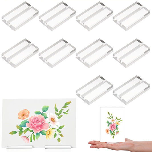 Yolev 10 pcs Acrylic Card Holder,Clear Wedding Acrylic Stand Name Card Wedding Sign Disply for Photos Table Numbers Exhibition, Office, Restaurant, Business