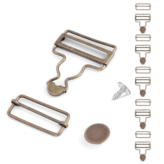 Yolev 6 Sets Dungaree Buckle Metal Clip Fasteners Adjustable Glide Buckle for Overalls Bib Pants Trousers Jeans Suspenders