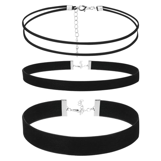 Telooco Black Choker Necklace for Women Black Velvet Choker Necklace Adjustable Gothic Classical Collars Layered Choker Jewelry for Women Girls