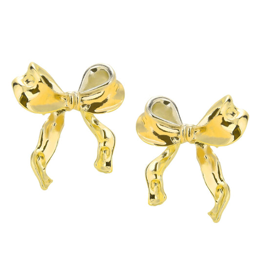 Gold Bow Earrings Bow Stud Earrings S925 Silver Needle Earrings Cute Bowknot Earrings Vintage Earrings for Women Girls(gold)