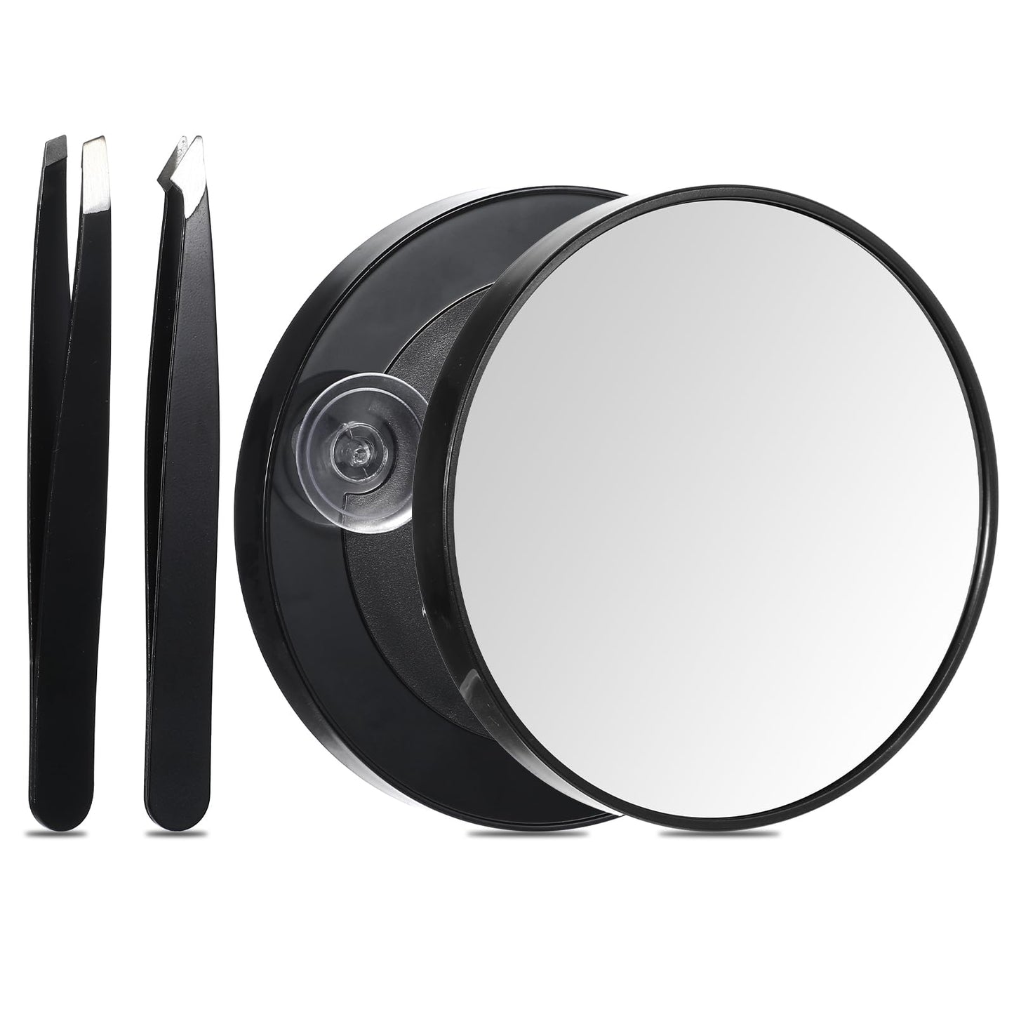 DIVINA VITAE 30X Magnifying Mirror Hand Mirror With Suction Cups Travel Magnifying Mirror, Small Magnifying Mirror with 2pcs Precise Tweezers for the Removal of Female Facial Hair (3.5 inches)