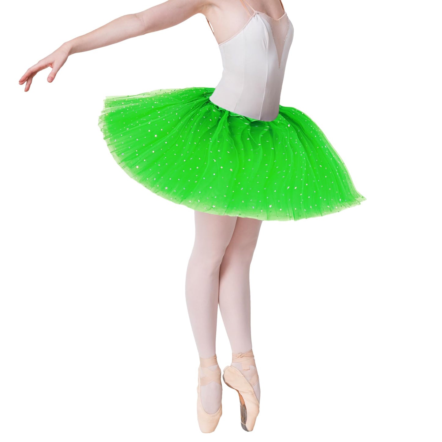 Tutus for Women Adult Tutus Skirts 3 Layers Tulle Tutu Ballet Dance Skirt 80s Style Short Skirt Halloween Christmas Costume Party Dress Up Running Skirt (Grass Green)
