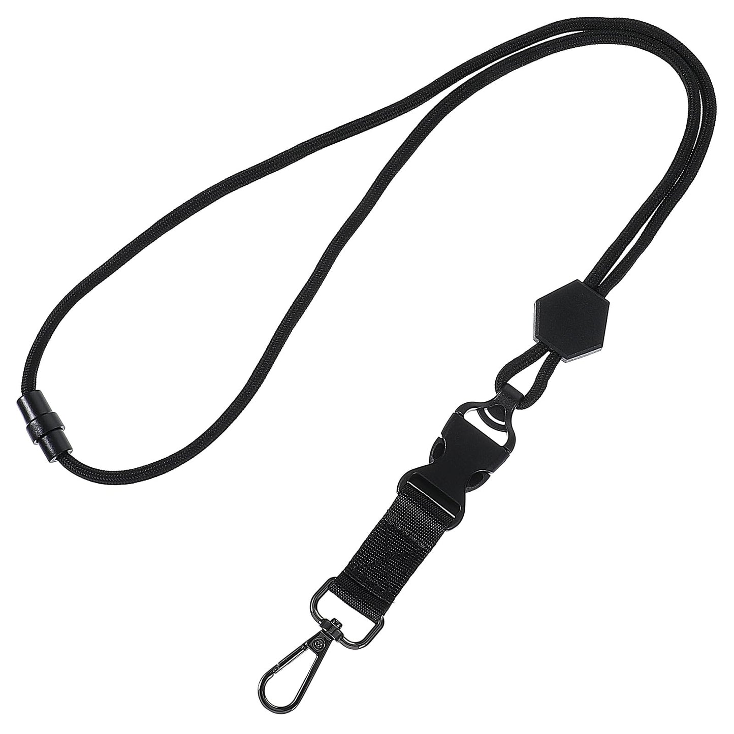 Retractable Lanyards for ID Badges,Breakaway Badge Lanyard,24 Inch Neck Lanyard with Safety Breakaway Buckle and Metal Hook,Heavy Duty Lanyard for Men Women Car Keys Card Holder (Black)