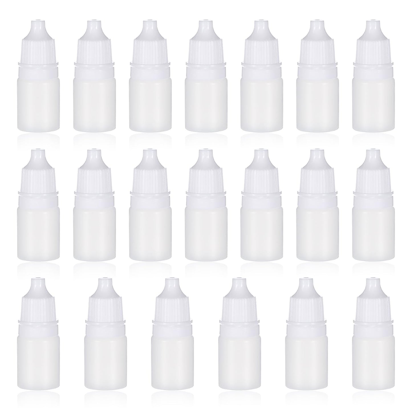 Lusofie 20Pcs 5ML/0.17oz Plastic Dropper Bottle Empty Squeezable Plastic Dropper Bottle Portable Travel Eye Liquid Dropper with Cap and Plug (White)