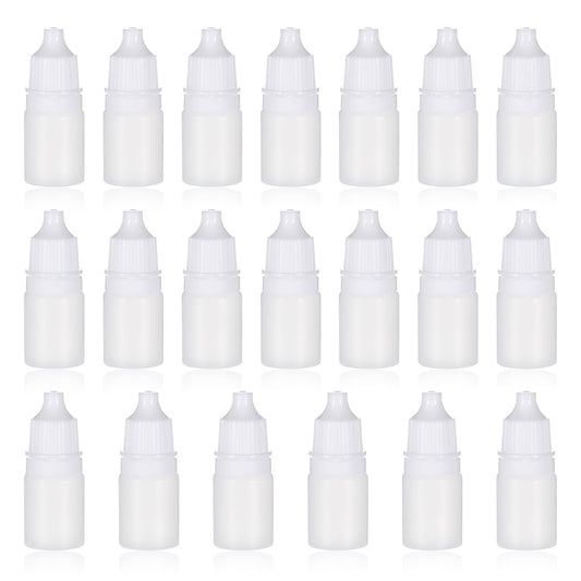 Lusofie 20Pcs 5ML/0.17oz Plastic Dropper Bottle Empty Squeezable Plastic Dropper Bottle Portable Travel Eye Liquid Dropper with Cap and Plug (White)
