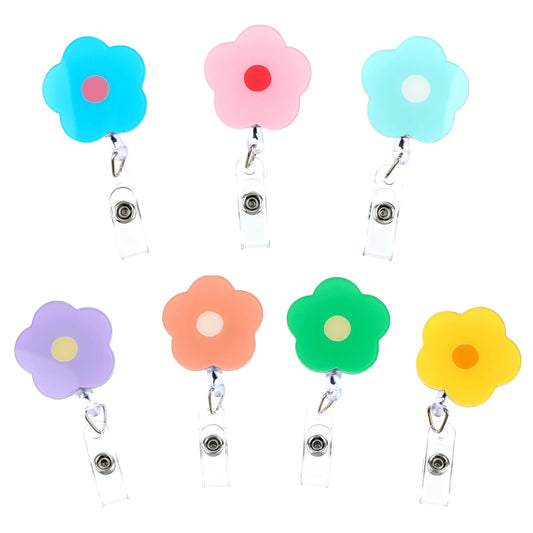 7Pcs Flower Badge Reel Cute Floral Nurse Badge Holder Clips Reels Retractable ID Name Clip Tag Badge Holder for Nursing Doctors Teachers Hospital Badge Holder Retractable Clip