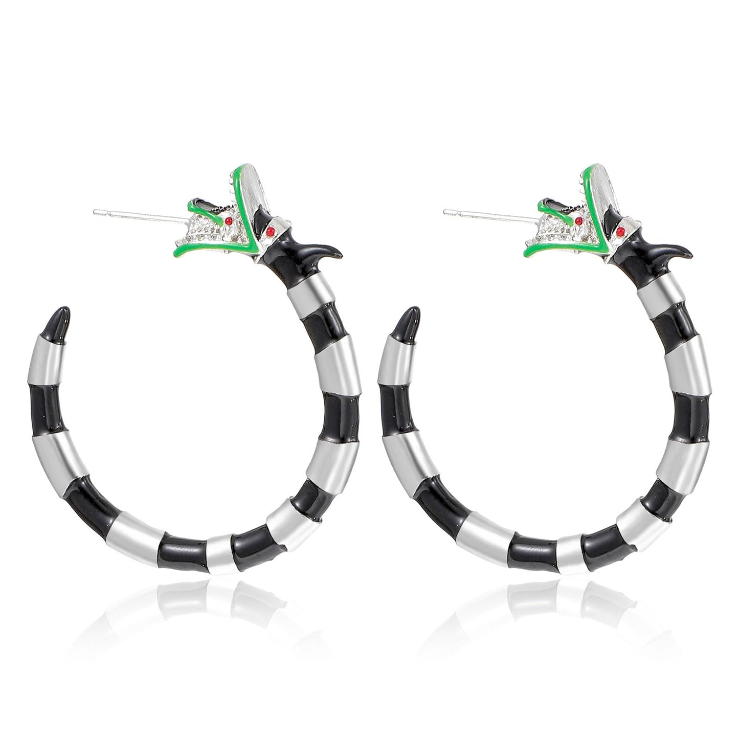 Coral Snake Earrings Hoop Earrings for Women Horror Merchandise Dragon Shaped Popular Gothic Earrings Dragon Earrings Black and White Stripes Nake Earrings for Women Cosplay Halloween Accessories
