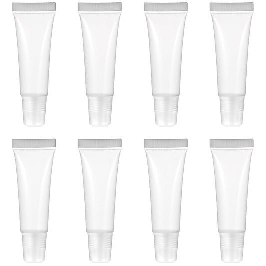 8 Pcs Empty Lip Gloss Tubes 10ml Clear Lip Balm Travel Toothpaste Containers Refillable Lip Gloss Squeeze Tubes Small Cosmetic Squeeze Bottles Mini Lipgloss Tubes for DIY Lip Gloss Travel Toiletries