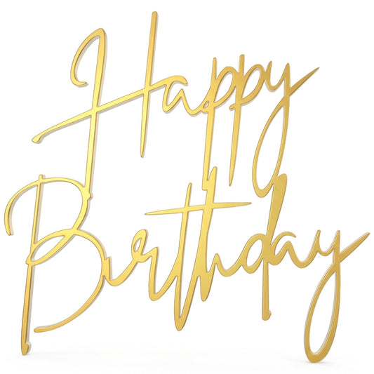 Happy Birthday Cake Topper Gold Mirror Acrylic Happys Birthdays Sign