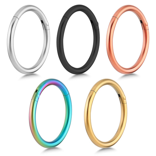 Yolev 5Pcs 20G 18G 16G Nose Rings Hoop Set 316L Surgical Steel Earrings Septum Piercing Cartilage Hoop Nose Piercing Jewelry Stainless Steel Helix Tragus Lip Septum Ring Cartilage Earring