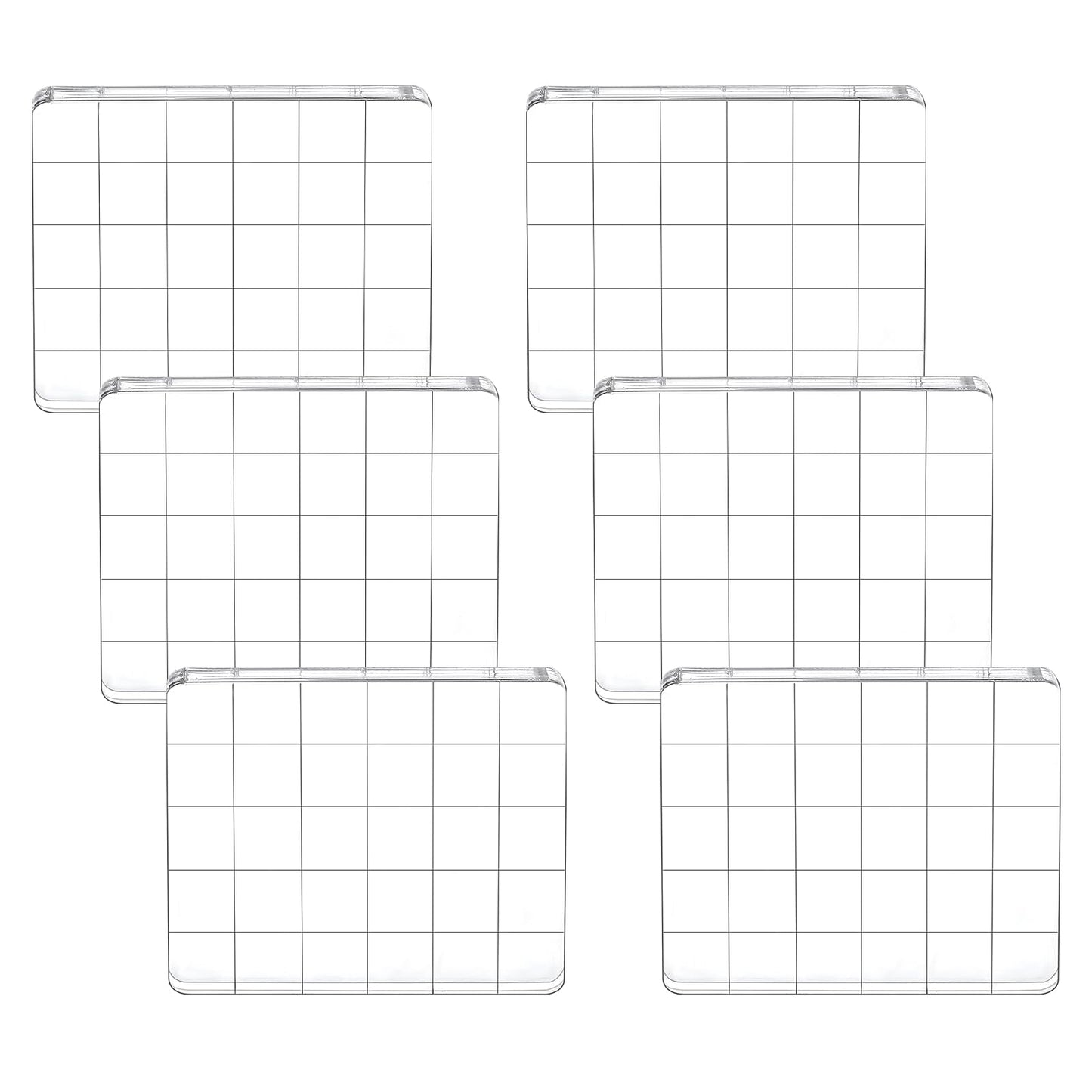 6 Pcs Acrylic Stamps for Crafting Clear Stamp Block Tools Set 5 x 6 cm Acrylic Blocks for Stamping with Grid Lines Decorative Clear Stamps for Card Making Ornaments Scrapbooking Stamping DIY Craft