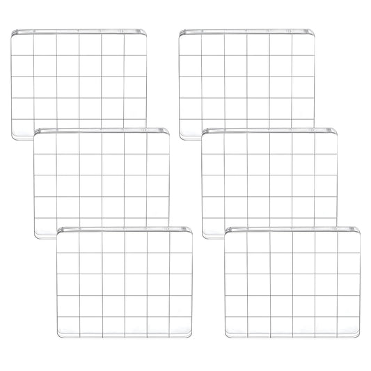 6 Pcs Acrylic Stamps for Crafting Clear Stamp Block Tools Set 5 x 6 cm Acrylic Blocks for Stamping with Grid Lines Decorative Clear Stamps for Card Making Ornaments Scrapbooking Stamping DIY Craft