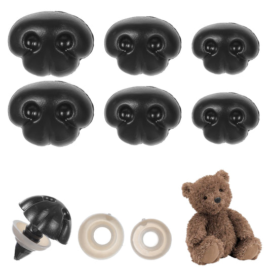 Lusofie 140 Pcs Safety Noses for Crochet Animals - 3 Sizes Black with Washers - Teddy Bears, Stuffed Animals, Dogs & Doll Making