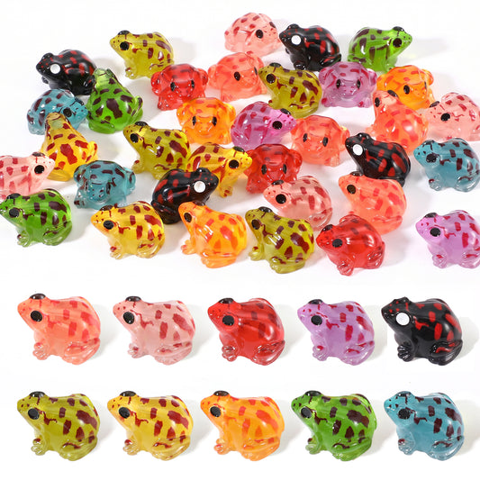Yolev 40pcs Luminous Mini Resin Frogs Luminous Mini Frogs Figurines Glow in The Dark 9 Colors Miniature Frog Statues for Moss Landscape Garden Dollhouse DIY Craft Decor